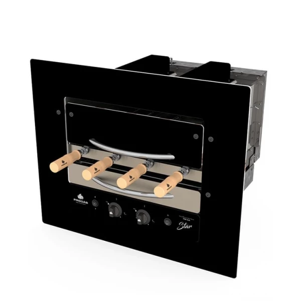 Forno Assador Rotativo Industrial De Embutir PRR-040G STAR - Gás Baixa Pressão 4 Espetos Queimador Infravermelho - Progás