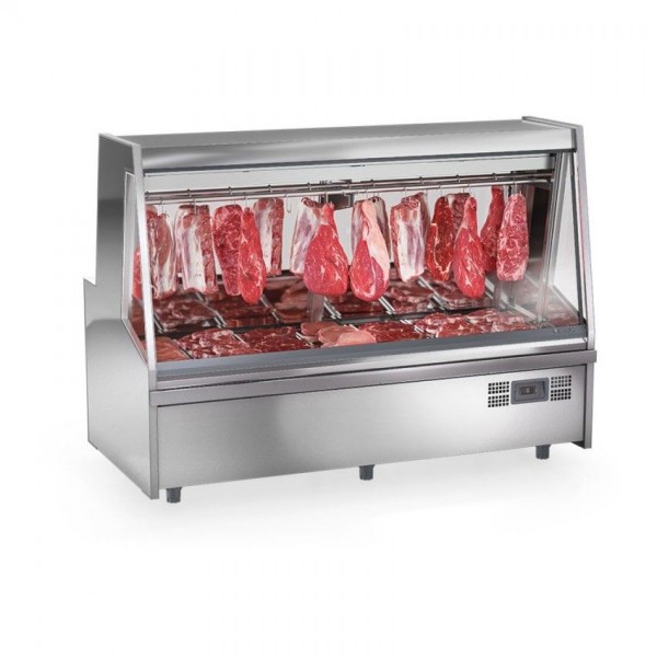 BALCÃO FRIGORÍFICO AÇOUGUE TURINO PREMIUM -   2000mm-TENDAL DUPLO C/ BANDEJAS - VIDROS AQUECIDOS- GATP-200 A AI