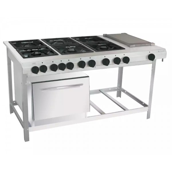 FOGÃO A GÁS EXTRA INOX 6 QUEIMADORES MISTOS 3QD/3QS CHAPA PAINEL ESP FORNO - VENANCIO