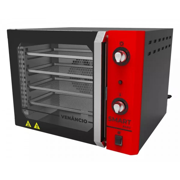 FORNO CONVECTOR SMART BASIC 4 EST ELÉTRICO GALV PRETO/PAINEL GALV VERMELHO - VENANCIO