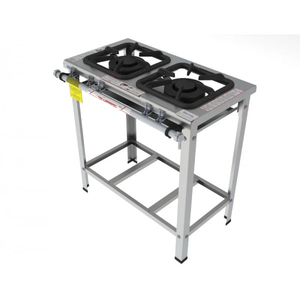 Fogão 2 Bocas dupla em linha grelha 30 x 30 perfil 7 INOX - FGI 32 LD - G PANIZ