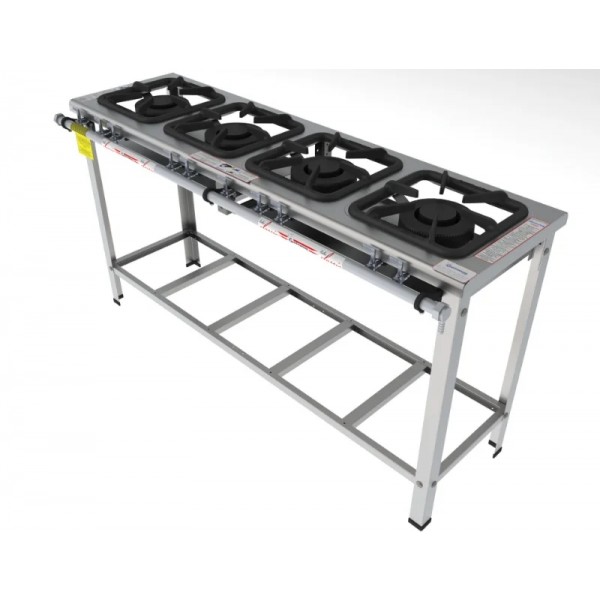 Fogão 4 Bocas dupla de linha grelha 30 x 30 perfil 7 INOX - FGI 34 LD - G PANIZ