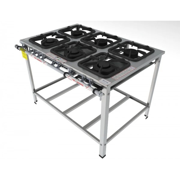 Fogão 6 Bocas Mistas de encosto grelha 30 x 30 perfil 7 INOX -FGI 36 EM - G PANIZ