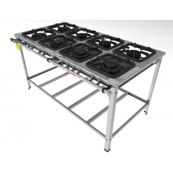 Fogão 8 Bocas Mistas de encosto grelha 30 x 30 perfil 7 INOX -FGI 38 EM - G PANIZ