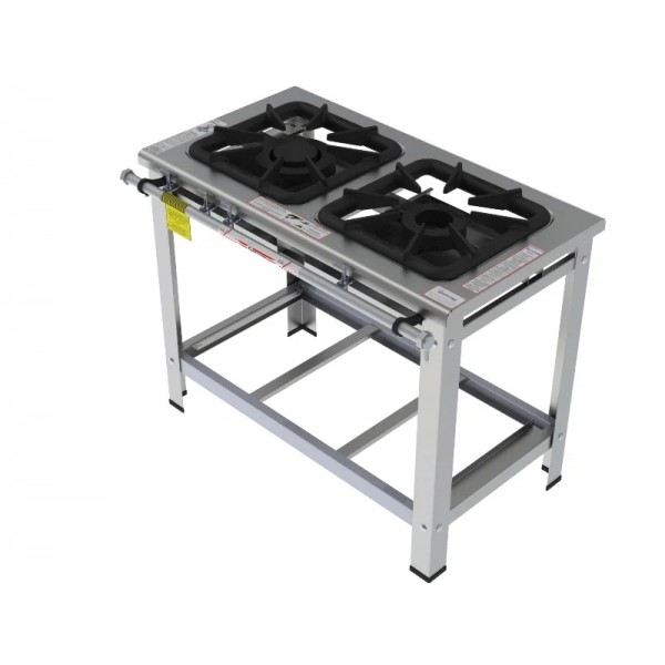 Fogão 2 Bocas Mistas em linha grelha 40 x 40 perfil 10 INOX - FGI 42 LM - G PANIZ
