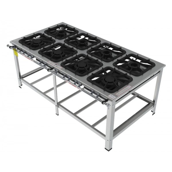 Fogão 8 Bocas Mistas de encosto grelha 40 x 40 perfil 10 INOX - FGI 48 EM - G PANIZ
