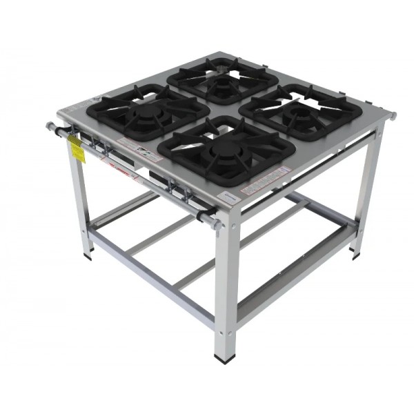 Fogão 4 Bocas Mistas de centro grelha 40 x 40 perfil 10 INOX -FGI 44 CM - G PANIZ
