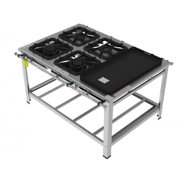 Fogão 4 Bocas Mistas de centro c/ chapa grelha 40 x 40 perfil 10 INOX - FGI 44 CM CH - G PANIZ