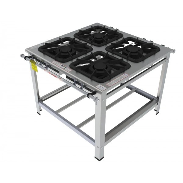 Fogão 4 Bocas Duplas de centro grelha 40 x 40 perfil 10 INOX - FGI 44 CD - G PANIZ