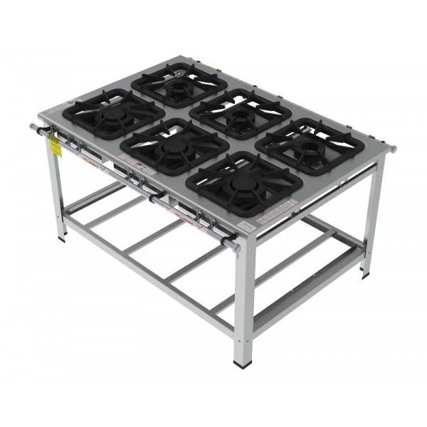 Fogão 6 Bocas Mistas de centro grelha 40 x 40 perfil 10 INOX - FGI 46 CM - G PANIZ