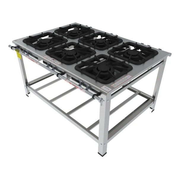 Fogão 6 Bocas Duplas de centro grelha 40 x 40 perfil 10 INOX - FGI 46 CD - G PANIZ