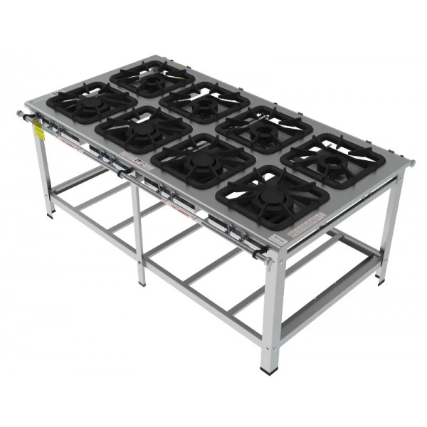 Fogão 8 Bocas Mistas de centro grelha 40 x 40 perfil 10 INOX - FGI 48 CM - G PANIZ