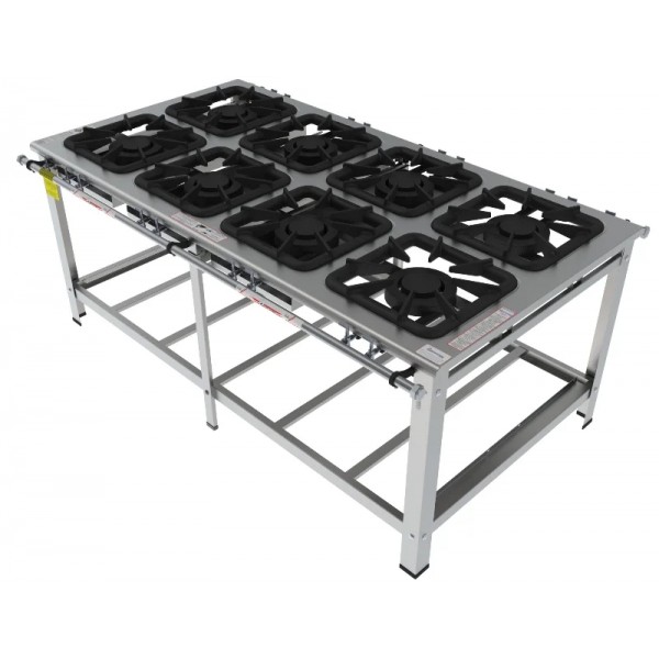 Fogão 8 Bocas Duplas de centro grelha 40 x 40 perfil 10 INOX - FGI 48 CD - G PANIZ
