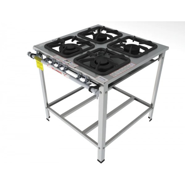 Fogão 4 Bocas mistas de encosto grelha 30 x 30 perfil 7 INOX - FGI 34 EM - G PANIZ