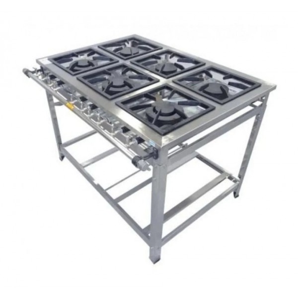 FOGÃO A GÁS EXTRA INOX 6 QUEIMADORES MISTO 3QD/3QS PAINEL ESP FORNO - VENANCIO