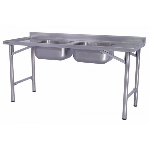 PIA 100% INOX 304 TB 2" 2 CUBAS (0,60x0,50x0,30m) 1,80x0,70m