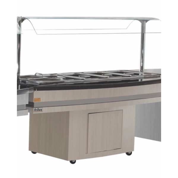 Buffet Térmico Self Sevice BF-003 Linha Modulado Luxo - 10 Cubas 1/2 x 100mm Iluminação LED MDF Estrutura em Aço - Frilux