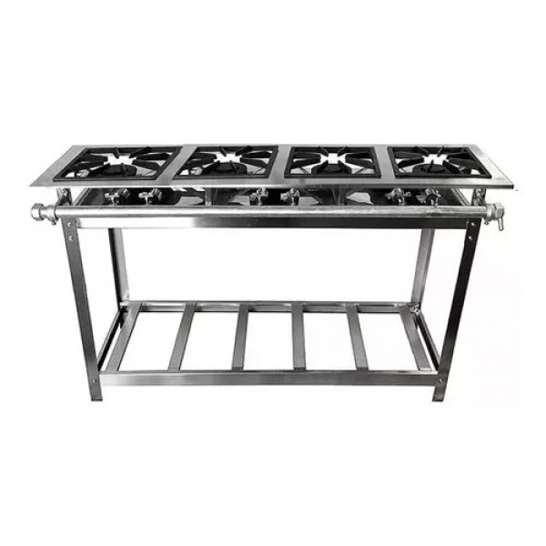 FOGÃO A GÁS MAXI INOX 4 QUEIMADORES DUPLOS LINHA ESP FORNO - vENANCIO