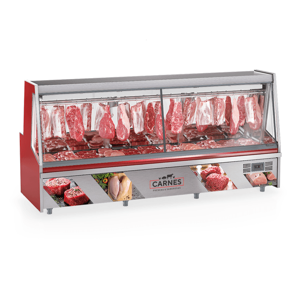 BALCÃO FRIGORÍFICO AÇOUGUE TURINO STANDARD - 3000mm-TENDAL DUPLO C/ BANDEJAS- GATS-300 D VM