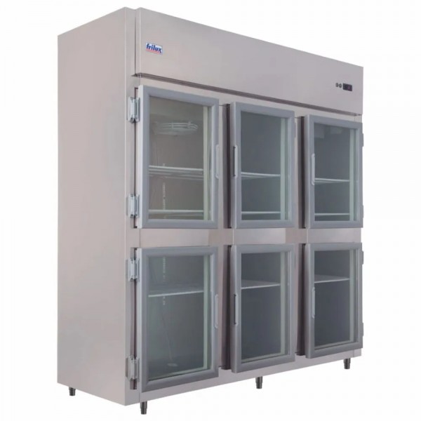 Mini Câmara Comercial 6 Portas de Vidro RF068 Frilux - Mini Câmara 1400 Litros Inox 220v