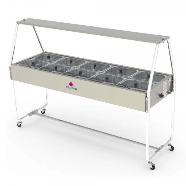 Buffet Térmico 10 Cubas Progás Tampas de Vidro PRB-10GN