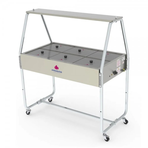 Buffet Térmico 6 Cubas Tampas de Vidro PRB-06GN