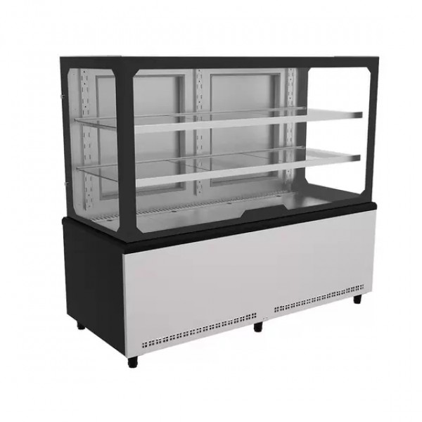 BALCAO VITRINE 1500 PRIME AQUECIDA LED FRIO VIDRO TEMPERADO FECH FRON INOX - VENANCIO
