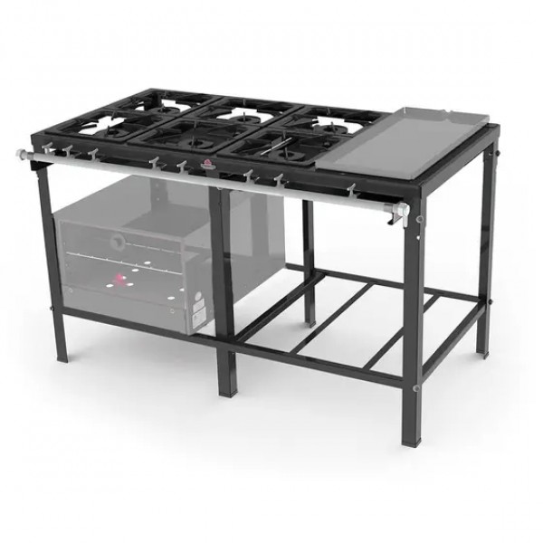 Fogão Industrial Alta Pressão PMSA-600F Sem Forno e Sem Chapa - 6 QS c/ Registro pra Forno- Progás