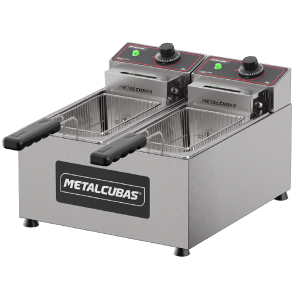 Fritador Elétrico 6 litros 2 cuba 1/3 - FE 2 C- METALCUBAS