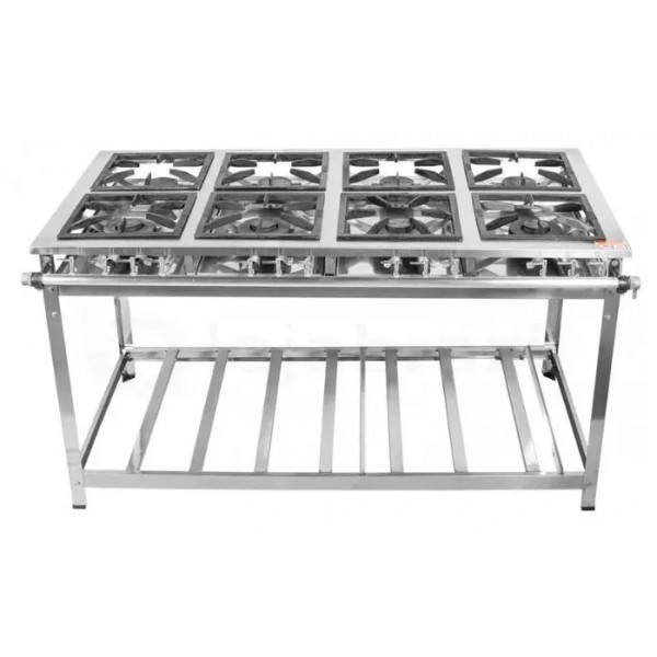 FOGÃO A GÁS VULCÃO ALTA PRESSÃO INOX 8 QUEIMADORES - VENANCIO