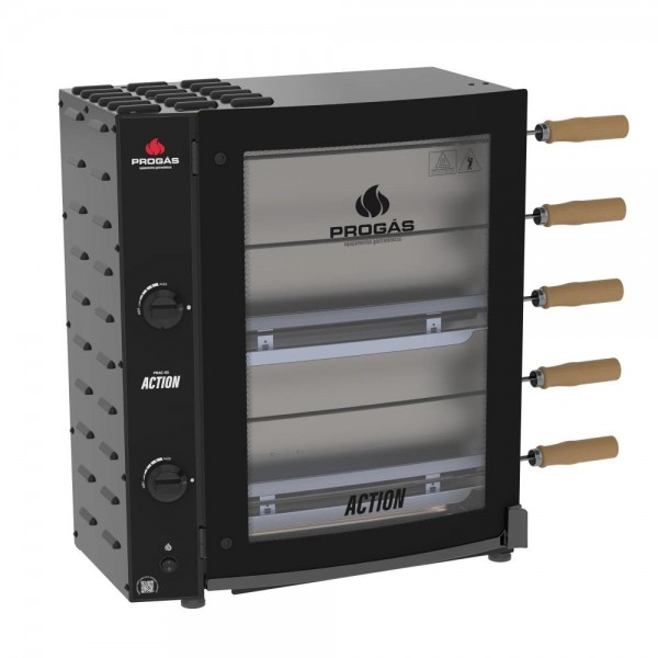 Forno Rotativo a Gás Progás 5 Espetos Queimador Tubular Bivolt PRAC-05T ACTION
