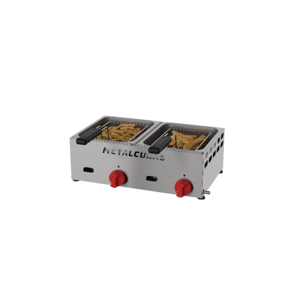 Fritador À Gás 2 cubas - 10 cm - baixa pressão - 6 litros - FRCG 06 BP-  METALCUBAS