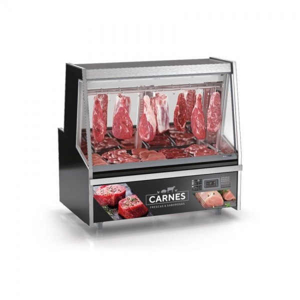 BALCÃO FRIGORÍFICO AÇOUGUE TURINO PREMIUM - 1500mm-TENDAL DUPLO C/ BANDEJAS - VIDROS AQUECIDOS- GATP-150 A PR