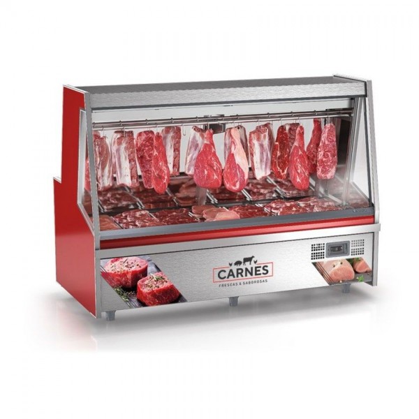BALCÃO FRIGORÍFICO AÇOUGUE TURINO PREMIUM -2000mm -TENDAL DUPLO C/ BANDEJAS - VIDROS AQUECIDOS- GATP-200 AD VM