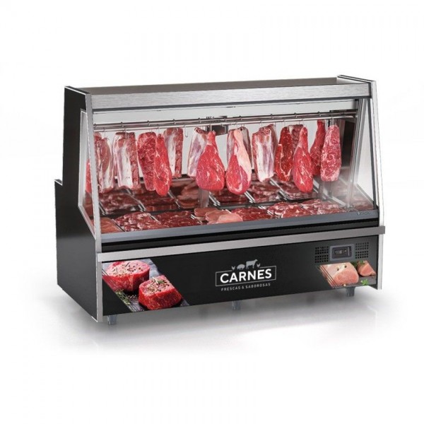 BALCÃO FRIGORÍFICO AÇOUGUE TURINO PREMIUM -   2000mm-TENDAL DUPLO C/ BANDEJAS - VIDROS AQUECIDOS- GATP-200 A PR