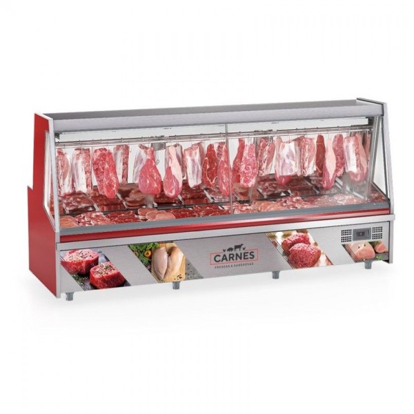 BALCÃO FRIGORÍFICO AÇOUGUE TURINO PREMIUM -3000mm -TENDAL DUPLO C/ BANDEJAS - VIDROS AQUECIDOS- GATP-300 AD VM