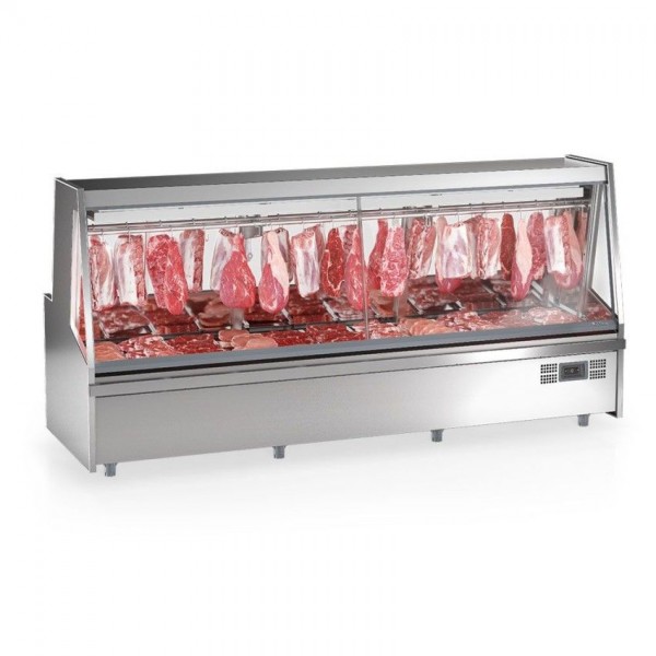 BALCÃO FRIGORÍFICO AÇOUGUE TURINO PREMIUM -3000mm -TENDAL DUPLO C/ BANDEJAS - VIDROS AQUECIDOS- GATP-300 AD AI