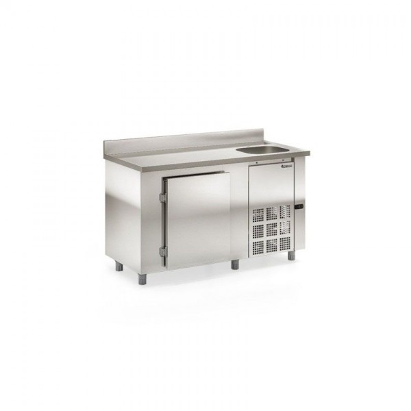 BALCÃO REFRIGERADO DE ENCOSTO -  	1500mm- REVESTIMENTO EXTERNO AI 430 e TAMPO AI 304 - GBFE-150 CD AI