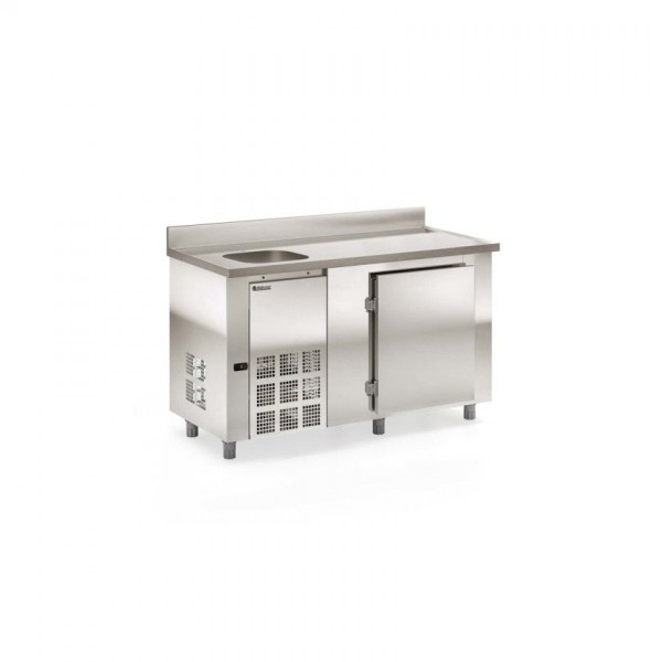 BALCÃO REFRIGERADO DE ENCOSTO - 	1500mm- REVESTIMENTO EXTERNO AI 430 e TAMPO AI 304 - GBFE-150 CE AI