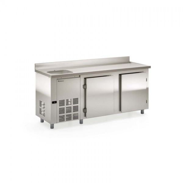 BALCÃO REFRIGERADO DE ENCOSTO - 2000mm- REVESTIMENTO EXTERNO AI 430 e TAMPO AI 304 -GBFE-200 CE AI
