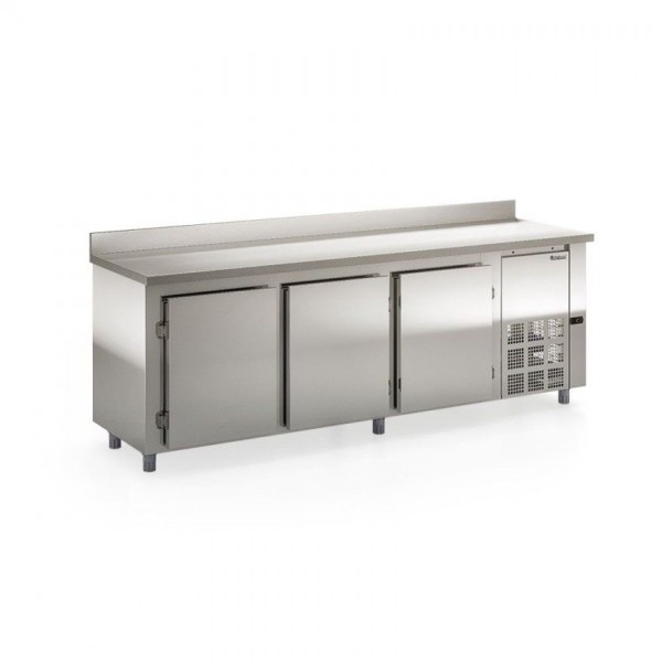 BALCÃO REFRIGERADO DE ENCOSTO - 2500mm- REVESTIMENTO EXTERNO AI 430 e TAMPO AI 304 -GBFE-250 AI