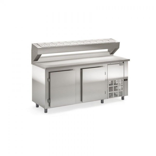 BALCÃO REFRIGERADO CONDIMENTARIA - 2000mm- REVESTIMENTO EXTERNO AI 430 e TAMPO AI 304- GBPZ-200 AI