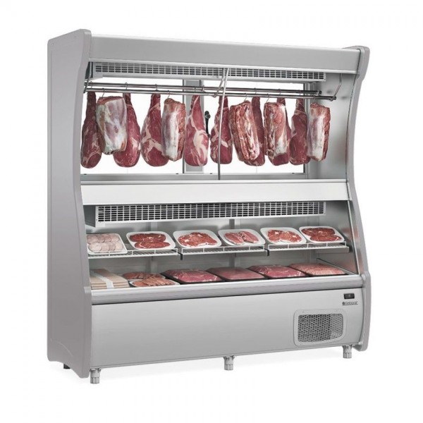 BALCÃO FRIGORÍFICO AÇOUGUE TRIPLEX -  2110mm- COM BANDEJAS- Atendimento - S/ Depósito  - 12 Bandejas-GEVD-210 CZ