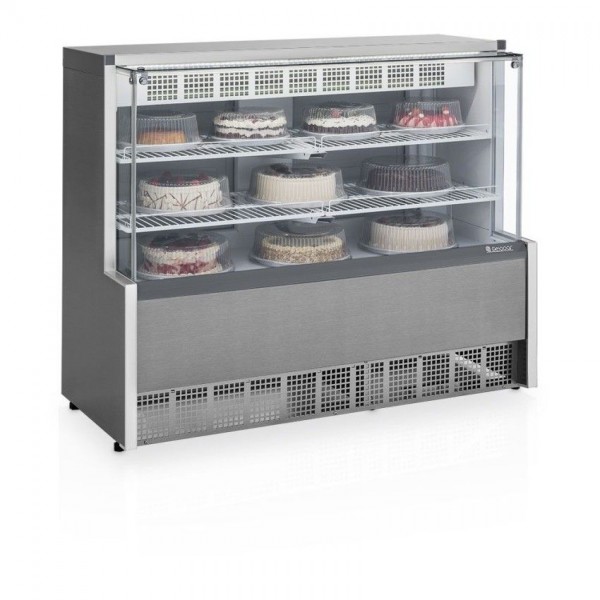 VITRINE REFRIGERADA CONFEITARIA  - DUPLA FUNÇÃO - 1400mm- ILUMINAÇÃO LED- GPEA-140 R TI