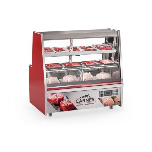 BALCÃO FRIGORÍFICO TURINO AVÍCOLA - 1 NÍVEL PLACA FRIA + 1 NÍVEL ARAMADA- 1500mm-Sem Depósito Refrigerado-GRTA-150 VM