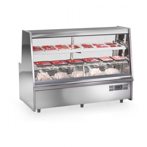 BALCÃO FRIGORÍFICO TURINO AVÍCOLA - 1 NÍVEL PLACA FRIA + 1 NÍVEL ARAMADA- 2000mm-Sem Depósito Refrigerado-GRTA-200 AI