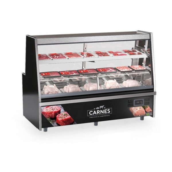 BALCÃO FRIGORÍFICO TURINO AVÍCOLA - 1 NÍVEL PLACA FRIA + 1 NÍVEL ARAMADA- 2000mm-Sem Depósito Refrigerado-GRTA-200 PR