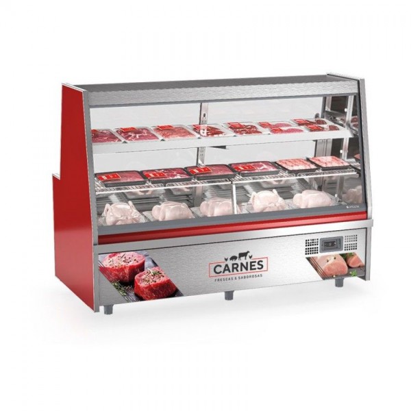BALCÃO FRIGORÍFICO TURINO AVÍCOLA - 1 NÍVEL PLACA FRIA + 1 NÍVEL ARAMADA-2000mm- Sem Depósito Refrigerado-GRTA-200 VM