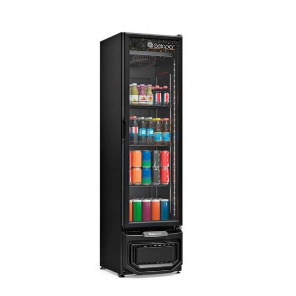 REFRIGERADOR VERTICAL - INTERNO EM AÇO REVESTIDO PRETO E LED VERTICAL PERIMETRAL GRV-23 LB PR