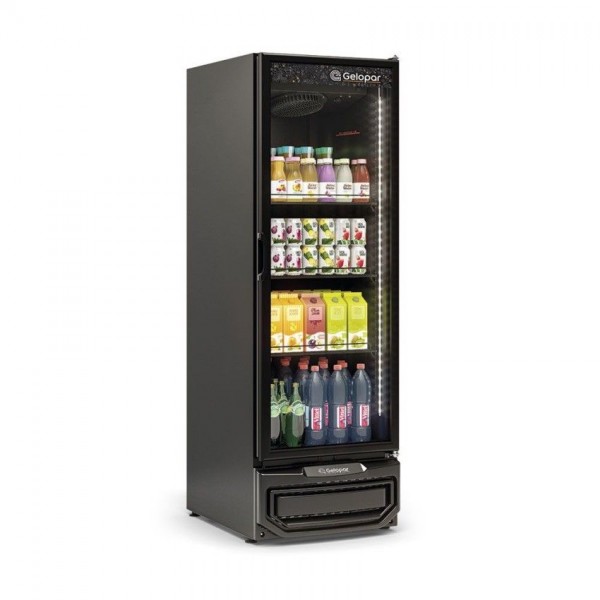 REFRIGERADOR VERTICAL - INTERNO EM AÇO REVESTIDO PRETO E LED VERTICAL PERIMETRAL GRV-57 LB PR